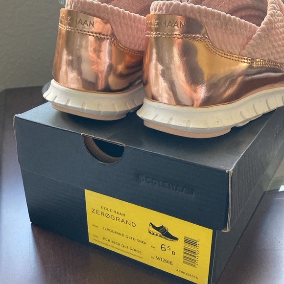 EUC! Cole Haan Zerogrand Rose Gold Quilted Sneaker - Picture 2 of 6